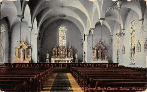 Interior of Church in Salina Kansas Antique Postcard L839