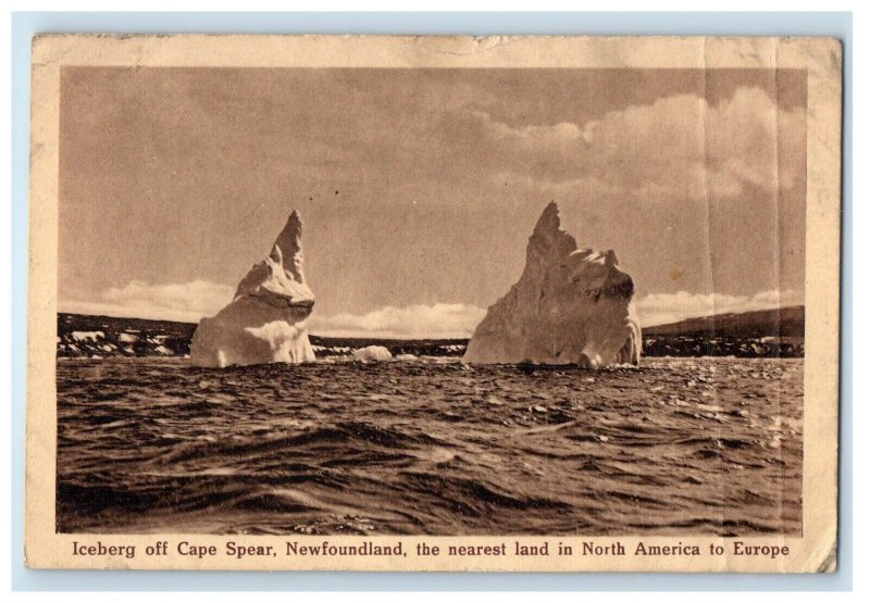 1938 Iceberg Off Cape Spear Newfoundland North America To Europe Canada Postcard