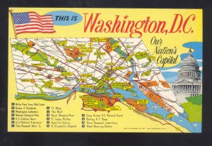 WASHINGTON D.C. UNITED STATES CAPITAL MAP VINTAGE POSTCARD