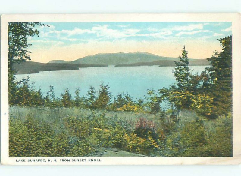 W-border LAKE SCENE Lake Sunapee - New London & Newbury & Croydon NH AE4750