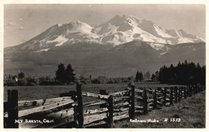 Vintage Postcard 1950's Real Photo Mount Shasta Fenced Grounds California RPPC