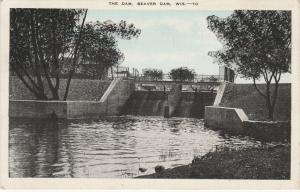 The Dam at Beaver Dam, Dodge County WI, Wisconsin - pm 1938 - Linen