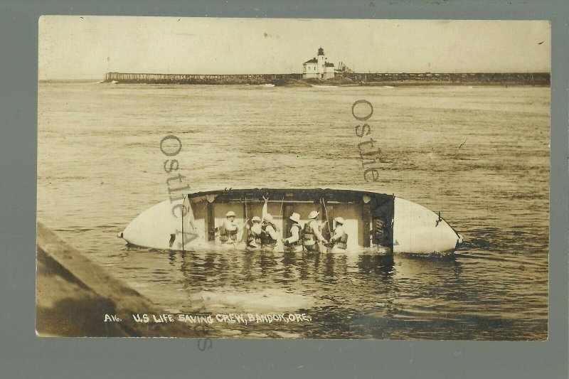 Bandon OREGON RP c1910 LIFE SAVING STATION Coast Guard LIGHTHOUSE Coquille River