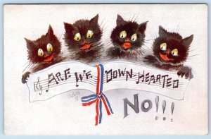BLACK CATS SINGING*ARE WE DOWNHEARTED? NO!*MUSICAL*PATRIOTIC*TUCK'S OILETTE