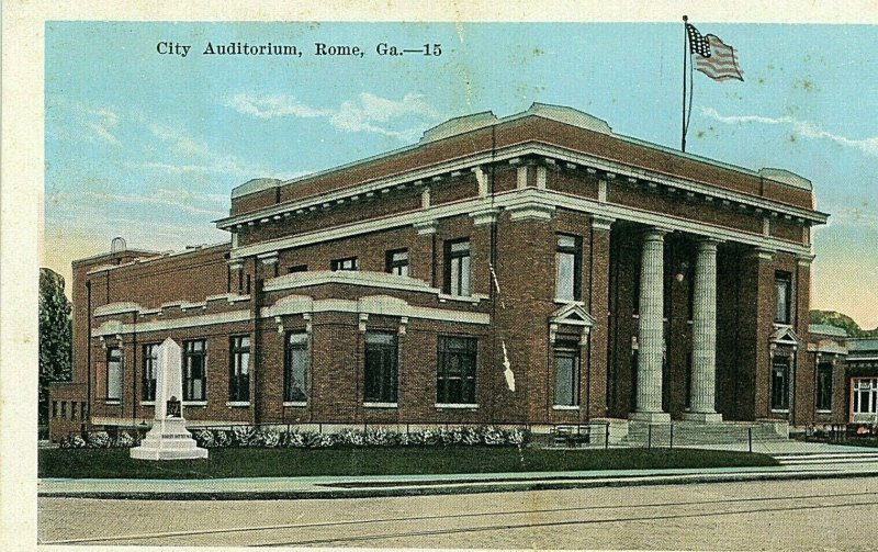 Postcard Early View of City Auditorium in Rome, GA.   .  R2 