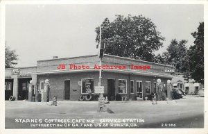 GA, Roberta, Georgia, RPPC, Starnes Cottages Cafe & Crown Gas Station