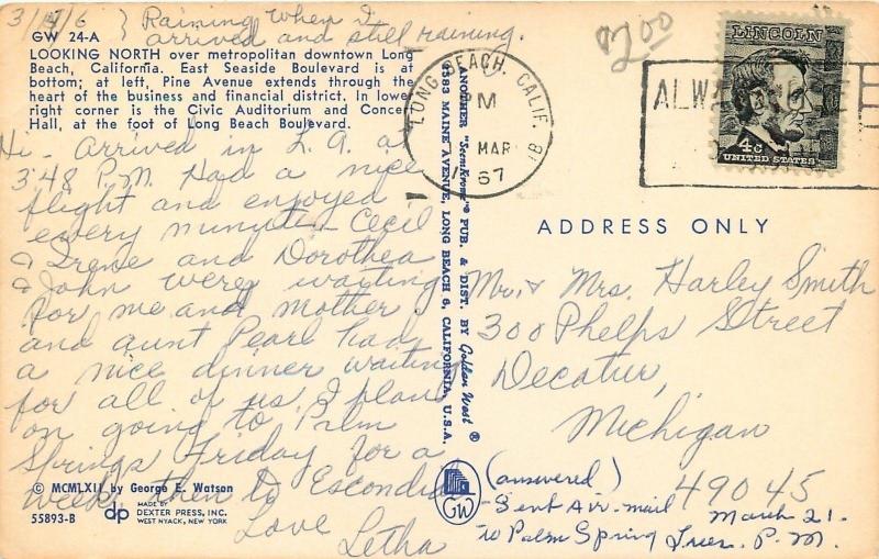 Long Beach California~Metropolitan Downtown~1967 PC