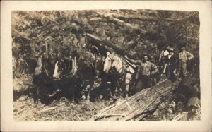 Men & Horses Port Gamble Washington WA Cancel Real Photo Postcard 1908