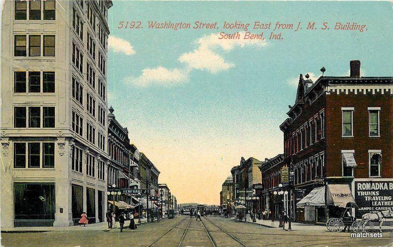 C-1910 Washington Street JMS Building Trolley Railroad South Bend Indiana 11563