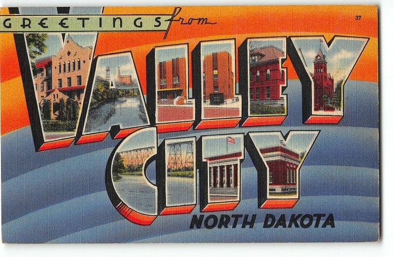 VALLEY CITY, NORTH DAKOTA Large Letter Linen Postcard c1940 - Mercy Hospital