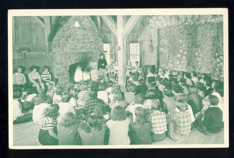 Fitzwilliam, New Hampshire/NH Postcard, Fleur de Lis Camp, Fireside Meeting