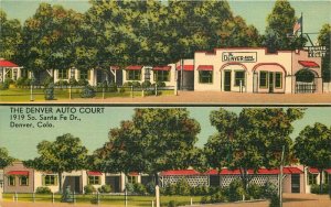 Colorado Denver Auto Court Postcard roadside linen MWM 21-4326