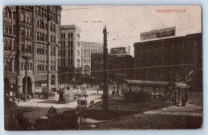 Seattle Washington WA Postcard Pioneer Place Business Section Scene 1910 Antique