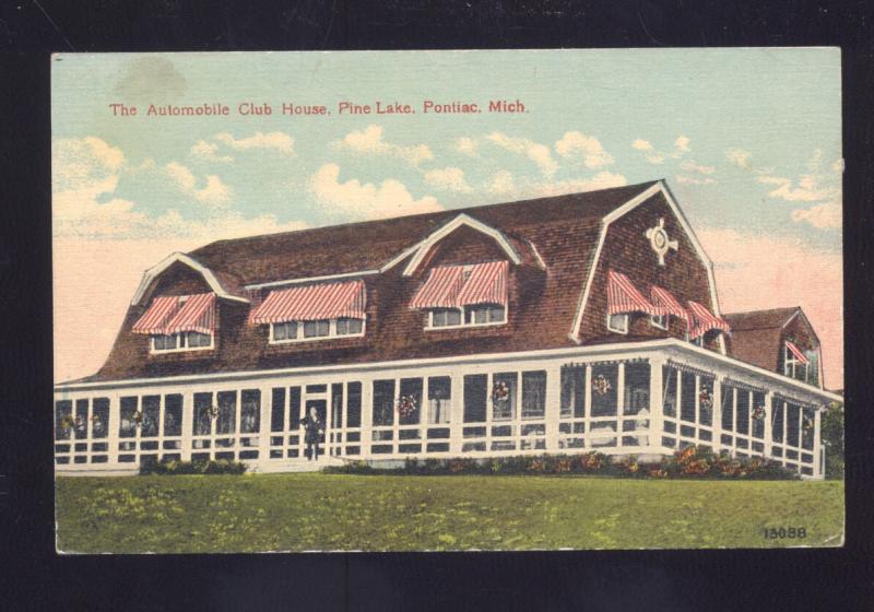 PONTIAC MICHIGAN THE AUTOMOBILE CLUB HOUSE CAR CARS VINTAGE POSTCARD MICH.