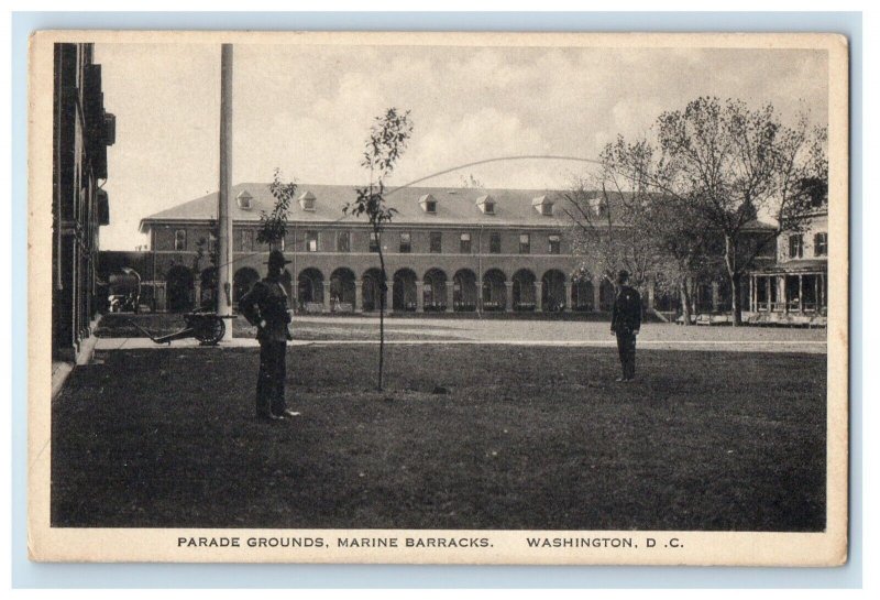 c1910's Parade Grounds Marine Barracks Soldiers Military Washington D.C Postcard 