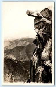 RPPC YOSEMITE NATIONAL PARK, CA ~ Overhanging Rock GLACIER POINT c1950s Postcard