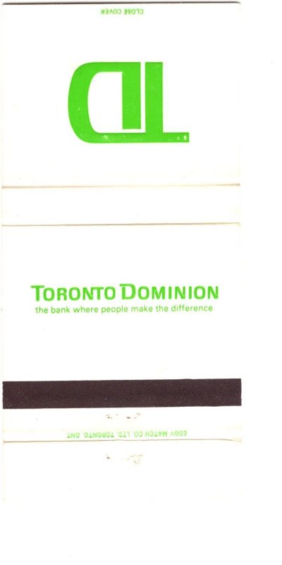 TD, Toronto Dominion Bank, Matchbook Cover