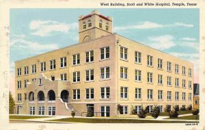 West Building Scott White Memorial Hospital Temple Texas 1948 linen postcard