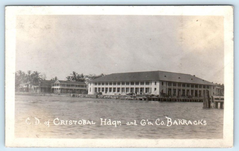 RPPC CRISTOBAL, PANAMA ~ Headquarters & 6th Company Barracks c1920 Postcard