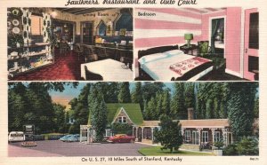 Vintage Postcard 1957 Faulker's Restaurant Auto Court Building Stanford Kentucky