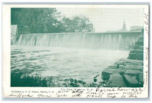 1907 The Dam River Water Falls Reservoir Source Nashua New Hampshire NH Postcard