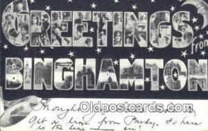 Binghamton, New York USA Large Letter Town Vintage Postcard Old Post Card Ant...