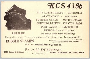 Canal Winchester Ohio 1960s Postcard Phil-Jac Enterprises Printing Advertisement