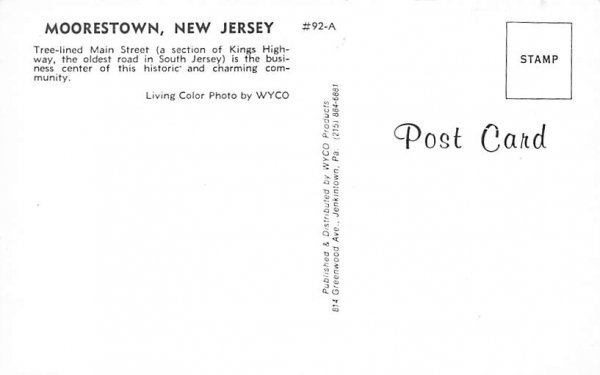 The Main Street Moorestown, New Jersey Postcard