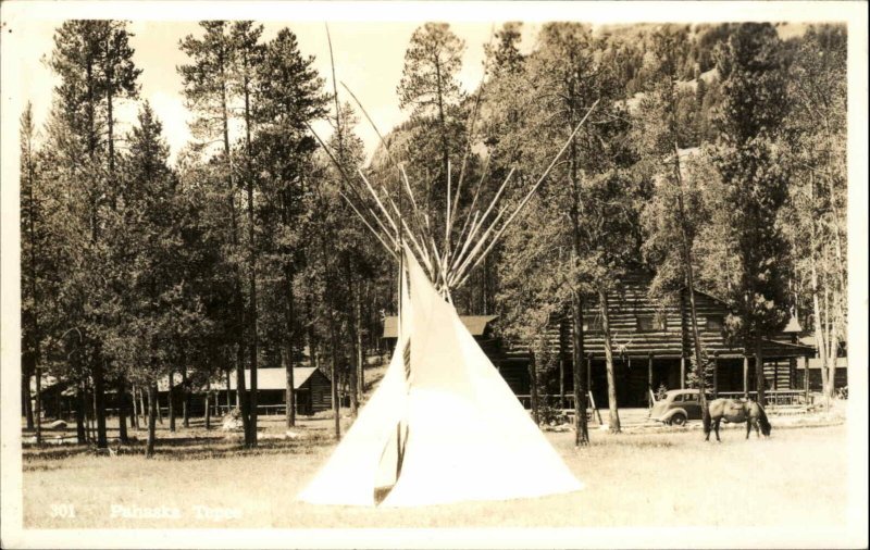 Pahaska Tepee & Log Cabin Cody WY Buffalo Bill Lodge Real Photo Postcard