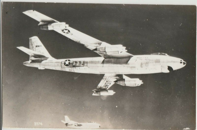 USAF Bomber-fighter jet escort rppc real photo Postcard US AIR FORCE airplane 