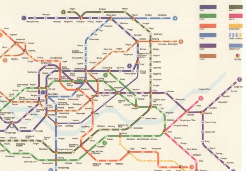 Seoul Korea Tube Train Underground Subway Map Postcard