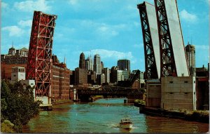 Vtg 1960s Ontario Street Bridge Chicago River Illinois IL Postcard