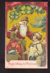 SANTA CLAUS LARGE FULL PINK ROBE VINTAGE CHRISTMAS POSTCARD WARRENSBURG MO