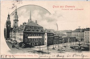 Germany Gruss aus Chemnitz Neumarkt Vintage Postcard 02.97