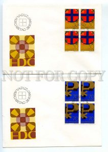 440609 Liechtenstein 1967 year set FDC Christianity symbols block four stamps