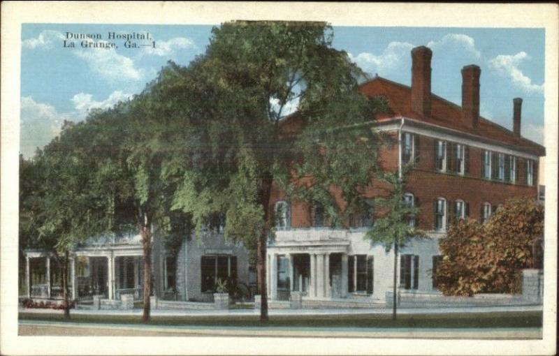 La Grange LaGrange GA Dunson Hospital c1920 Postcard rpx