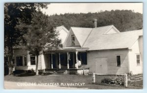 RPPC PLYMOUTH, VT  President  COOLIDGE HOMESTEAD  c1930s Windsor County Postcard