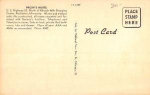 Rochester Minnesota Prows Motel Multiview Antique Postcard K43367