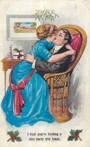 Postcard Oilette Shakespeare country Raphael Tuck Christmas kiss