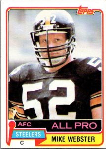 1981 Topps Football Card Mike Webster Pittsburgh Steelers sk60482