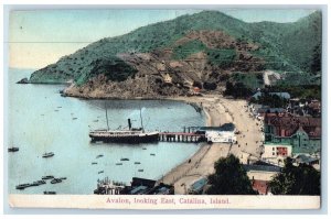 c1910 Avalon Looking East Steamer Beach Catalina Island California CA Postcard