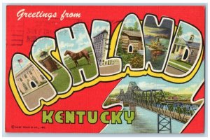 1962 Greetings From Big Letters Ashland Kentucky KY Vintage Multiview Postcard