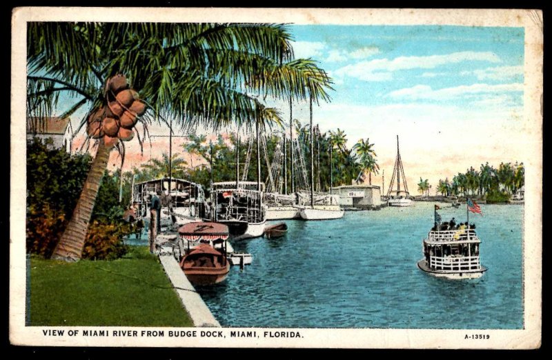 Florida MIAMI View of Miami River from Budge Dock pm1926 ~ WB