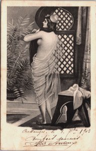 Art Nouveau Nude Lady Vintage Postcard C087