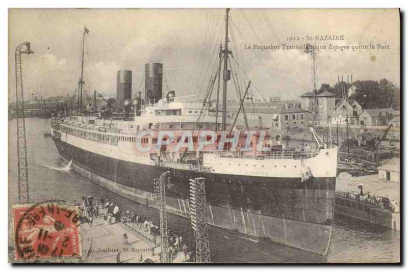 Postcard Old Ship Ship Saint Nazaire The Spanish ship leaves port