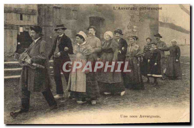 Old Postcard Folklore Auvergne Picturesque a wedding Auverfnate