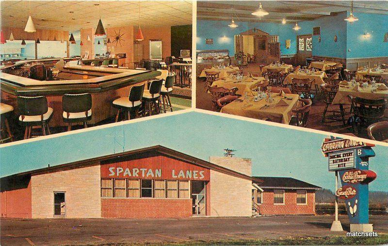 1950s Spartan Lanes Bowling Sparta Wisconsin Interior Entrance 7291