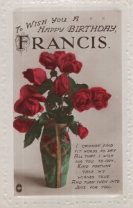 Happy Birthday A Name Called Francis Antique Real Photo Postcard