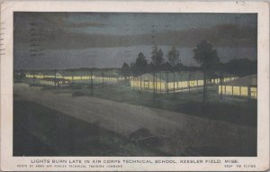 Postcard Lights Burn Late in Air Corps Technical School Keesler Field MS