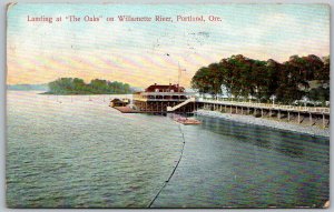 Portland Oregon 1909 Postcard Landing At The Oaks on Willamette River